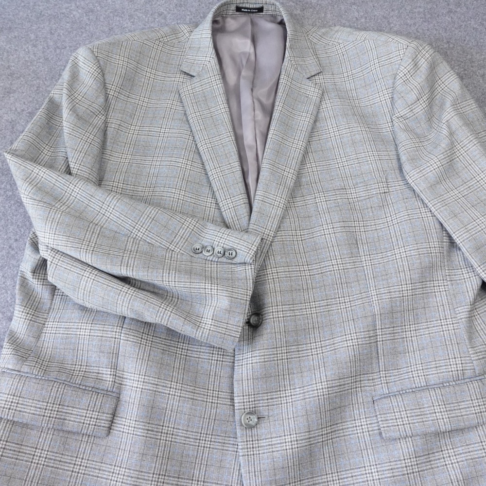 Pronto Uomo Platinum Mens Grey Blue Glen Plaid 2-Button Blazer Sport Coat Jacket